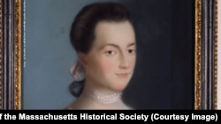 Abigail Adams, portrait by Benjamin Blyth, circa 1766. The portrait was painted around the time she married John Adams.