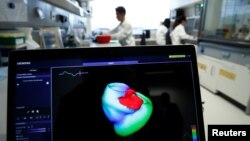 Sebuah monitor menunjukkan gambar tiga dimensi jantung manusia di Klaus-Tschira-Institute for Integrative Computational Cardiology, Rumah Sakit Universitas Heidelberg, di Heidelberg, Jerman, 14 Agustus 2018. (Foto: dok).