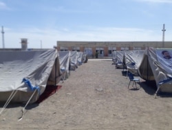 Tent camp set up by Pakistani authorities in the town of Taftan, bordering Iran, to quarantine returning Pakistanis, Feb. 24, 2020. (Provincial Disaster Management Authority)