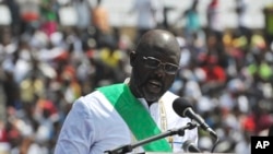 Le président du Libéria, George Weah, lors de sa cérémonie d'investiture à Monrovia, au Libéria, le 22 janvier 2018.