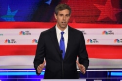 Democratic presidential hopeful Beto O'Rourke, a former U.S. Representative for Texas' 16th congressional district, participates in the first Democratic primary debate of the 2020 presidential campaign in Miami, June 26, 2019.