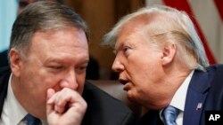 Menlu AS Mike Pompeo dan Presiden Donald Trump mengklaim sanksi ekonomi terhadap Iran berjalan sukses (foto: dok). 