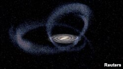 The star formation triggered by the Sagittarius dwarf galaxy in its current approximation to the Milky Way is seen in an illustration released May 26, 2020. (Gabriel Perez Diaz, SMM (IAC)/Handout via REUTERS)