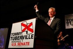 Former Auburn football coach Tommy Tuberville speaks to supporters after he defeated Jeff Sessions in Republican primary for U.S. Senate, July 14, 2020, in Montgomery, Ala.