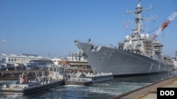 FILE - The Arleigh Burke-class guided-missile destroyer USS John S. McCain 