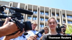 German captain Carola Rackete attends a hearing over accusations she aided illegal immigration in Agrigento, Sicily, July 18, 2019.
