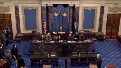 FILE - U.S. House lead impeachment manager Jamie Raskin, D-Md., hands over the article of impeachment against former President Donald Trump, on the floor of the U.S. Senate in this this frame grab from video at the U.S. Capitol, Jan. 25, 2021.