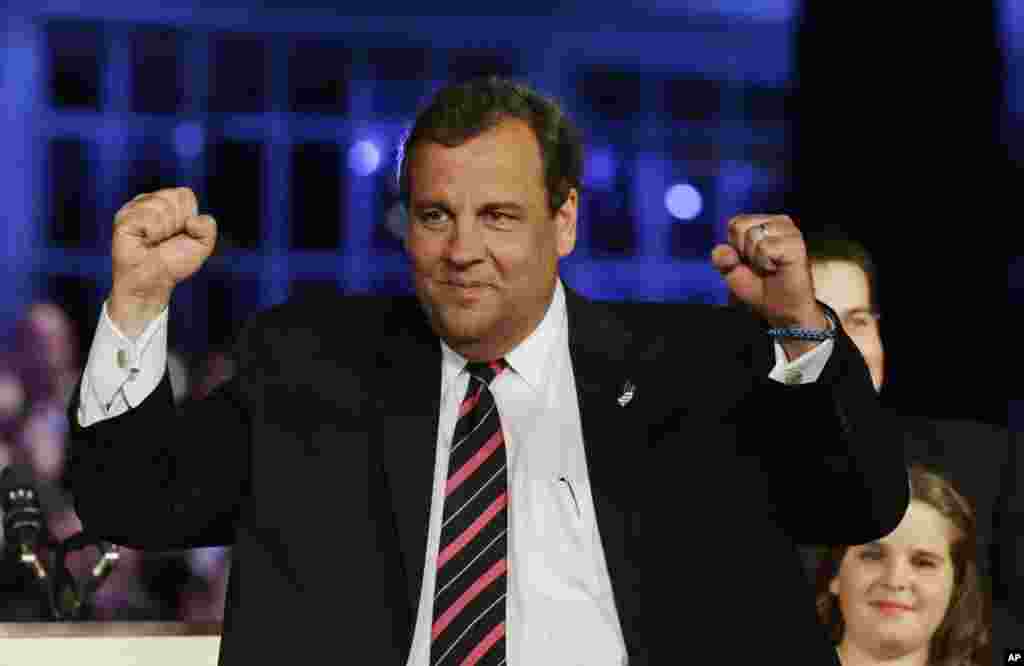 New Jersey Governor Chris Christie celebrates his election victory in Asbury Park, Nov. 5, 2013. 