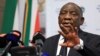 Le président sud-africain Cyril Ramaphosa lors d'une conférence de presse.