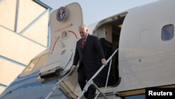 FILE - U.S. Secretary of State Rex Tillerson arrives at Benito Juarez international Airport in Mexico City, Feb. 22, 2017.