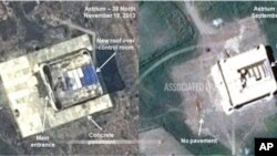 인공위성 '아스트리움'에서 촬영한 북한 동북부 무수단리 로켓 발사장 건설 현장 모습. (AP Photo/Astrium - 38 North) 