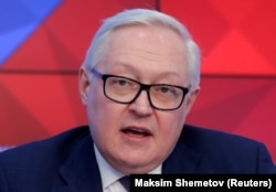 RUSSIA -- Russian Deputy Foreign Minister Sergei Ryabkov speaks during a news conference in Moscow, February 7, 2019