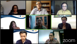 Diskusi daring Data dan Sains dalam Kebijakan Penanganan COVID-19. (Foto: Screenshot)