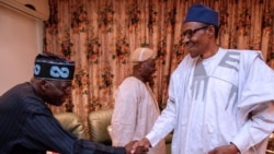 Buhari (dama) da Tinubu (hagu)