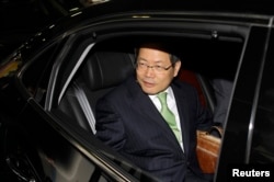 FILE - South Korea's then-Vice Foreign Minister Chun Yung-woo arrives at Beijing airport in 2010. Yung-woo was national security adviser to former President Lee Myung-bak until 2013.