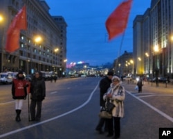 莫斯科市中心的俄共支持者