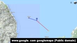 Dokdo/Takešima ostrvo između Južne Koreje (L) i Japana (D) gde se dogodio incident (Foto: Google maps)
