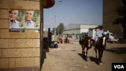 Many horse and camel riders at the Great Pyramids backed presidential candidate Ahmed Shafiq as good for business, Giza, Egypt, June 17, 2012. (Y. Weeks/VOA)