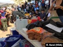 A volunteer made 100 peanut butter and jelly sandwiches for protesters who met at Marshall park in Charlotte, North Carolina, Sept. 24, 2016.