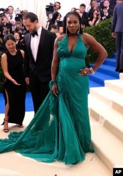 Serena Williams attends The Metropolitan Museum of Art's Costume Institute benefit gala celebrating the opening of the Rei Kawakubo/Comme des Garçons: Art of the In-Between exhibition on May 1, 2017, in New York.