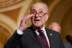 FILE - Senate Majority Leader Chuck Schumer of N.Y. speaks during a news conference on Capitol Hill in Washington, Dec. 7, 2021.