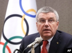 토마스 바흐 국제올림픽위원회(IOC) 위원장이 지난 2015년 8월 서울에서 열린 기자회견에서 발언하고 있다.