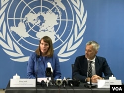 លោកស្រី​រ៉ូណា ស្មីត (Rhona Smith)​ អ្នករាយការណ៍​ពិសេស​របស់​អង្គការ​សហប្រជាជាតិ​ទទួល បន្ទុក​សិទ្ធិមនុស្ស​នៅ​កម្ពុជា​ ធ្វើ​សន្និសីទ​ព័ត៌មាន​ក្នុង​ទីក្រុង​ភ្នំពេញ​ កាល​ពី​ថ្ងៃទី​៩ ខែ​ឧសភា​ ឆ្នាំ​២០១៩។ (ហ៊ុល រស្មី​/VOA)