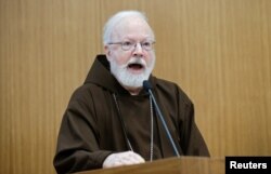 U.S. Cardinal Sean O'Malley speaks during the "Safeguarding in Homes and Schools" seminar at the Pontifical Gregorian University in Rome, March 23, 2017.