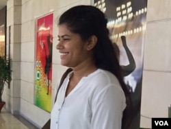 After watching "Pink" with a friend, Jaya Meena said she thinks the film underscores the idea that boys should be brought up to respect women. (A. Pasricha/VOA)