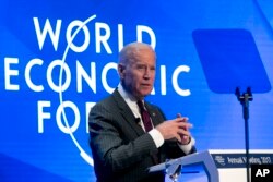 U.S. Vice President Joe Biden speaks during an event prior to the World Economic Forum in Davos, Switzerland, Jan. 16, 2017.