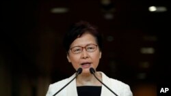 3일 주례 기자회견을 하고 있는 캐리 람 홍콩 행정장관