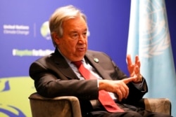 Sekjen PBB Antonio Guterres di Glasgow, Skotlandia, Kamis, 11 November 2021. (Foto: AP)