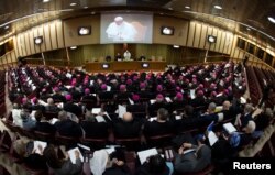 Pope Francis attends the four-day meeting on the global sexual abuse crisis, at the Vatican, Feb. 21, 2019.
