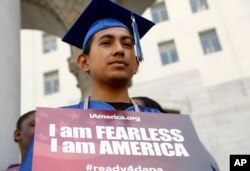 FILE - Immigrant Jose Montes attends an event on Deferred Action for Childhood Arrivals, DACA and Deferred Action for Parental Accountability, DAPA, part of the immigration relief program, downtown Los Angeles, Feb. 17, 2015.
