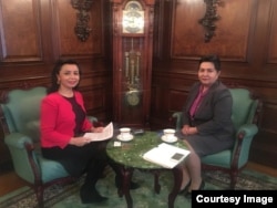 Tanzila Kamalovna Narbaeva, Uzbekistan Deputy Prime Minister and Navbahor Imamova, VOA, Uzbek Embassy in Washington, March 16, 2018