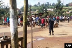 Demonstrators march during a protest against perceived discrimination in favour of the country's francophone majority, Sept. 22, 2017 in Bamenda, the main town in northwest Cameroon and an anglophone hub.