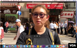 香港民众米歇尔说，她专门光顾支持反送中运动的黄丝餐厅。 （美国之音任新拍摄）