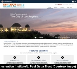 Screenshot of HistoricPlacesLA, the Los Angeles Historic Resources Inventory, powered by Arches.