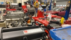 A view of the auto repair shop at Edison Academy in Fairfax County, Virginia.