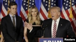 Jared Kushner (kiri) menantu Donald Trump, diangkat sebagai penasihat senior Gedung Putih (foto: dok).