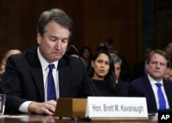 Supreme Court nominee Judge Brett Kavanaugh testifies during the Senate Judiciary Committee, Sept. 27, 2018 on Capitol Hill in Washington.