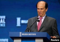 Michael Milken speaks at the Milken Institute Global Conference in Beverly Hills, California, U.S., May 3, 2017.
