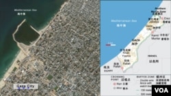 加沙地图(中英文对照)