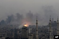 مشرقی حلب پر ہونے والے فضائی حملے کے بعد کا منظر، یہ تصویر 5 دسمبر 2016ء کی ہے