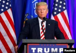 Republican presidential nominee Donald Trump holds a campaign rally in West Bend, Wisconsin, Aug. 16, 2016.