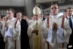 Pope Francis celebrates Mass at the Sanctuary of St. John Paul II, in Krakow, Poland, July 30, 2016. Francis took part in World Youth Day, a global celebration of young Catholics, during his five-day visit to Poland.
