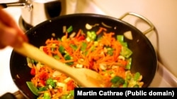 The English word "chow" comes from the Cantonese word "ch'ao," which means "to cook" or "to stir-fry."