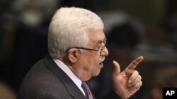 Palestinian President Mahmoud Abbas addresses the 67th session of the United Nations General Assembly at UN Headquarters, September 27, 2012.