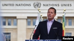 Grenel tokom obraćanju na skupu za jednakost u sedištu UN u Ženevi 18. marta 2019.