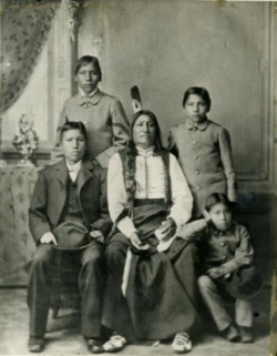 Spotted Tail posed with four of his sons during his June 1880 visit to the Carlisle Indian School.